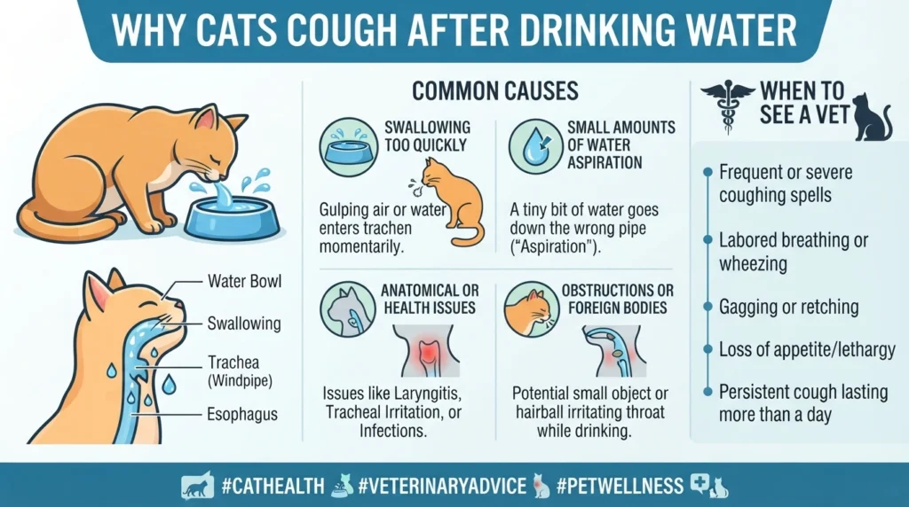 cat coughing after drinking water